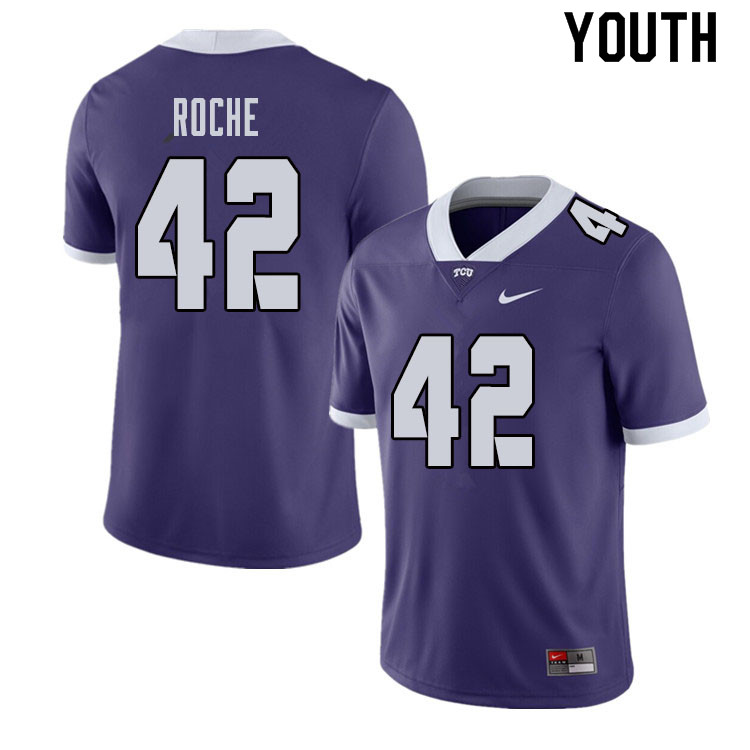 Youth #42 Dearan Roche TCU Horned Frogs College Football Jerseys Sale-Purple
